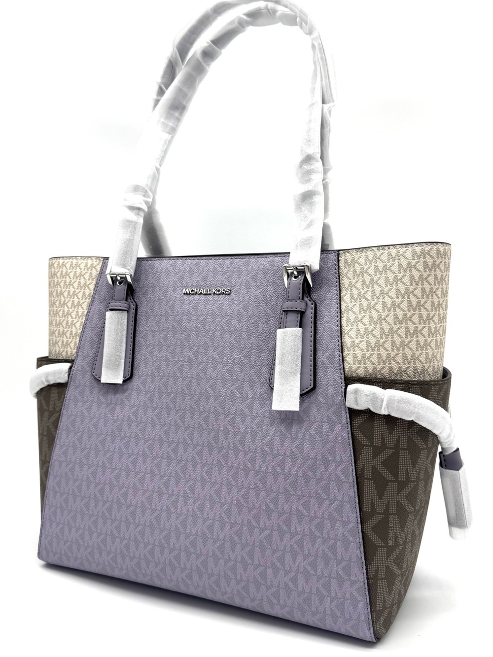 Michael Kors Voyager Large Color-Block Signature Logo Tote Bag - Lilac